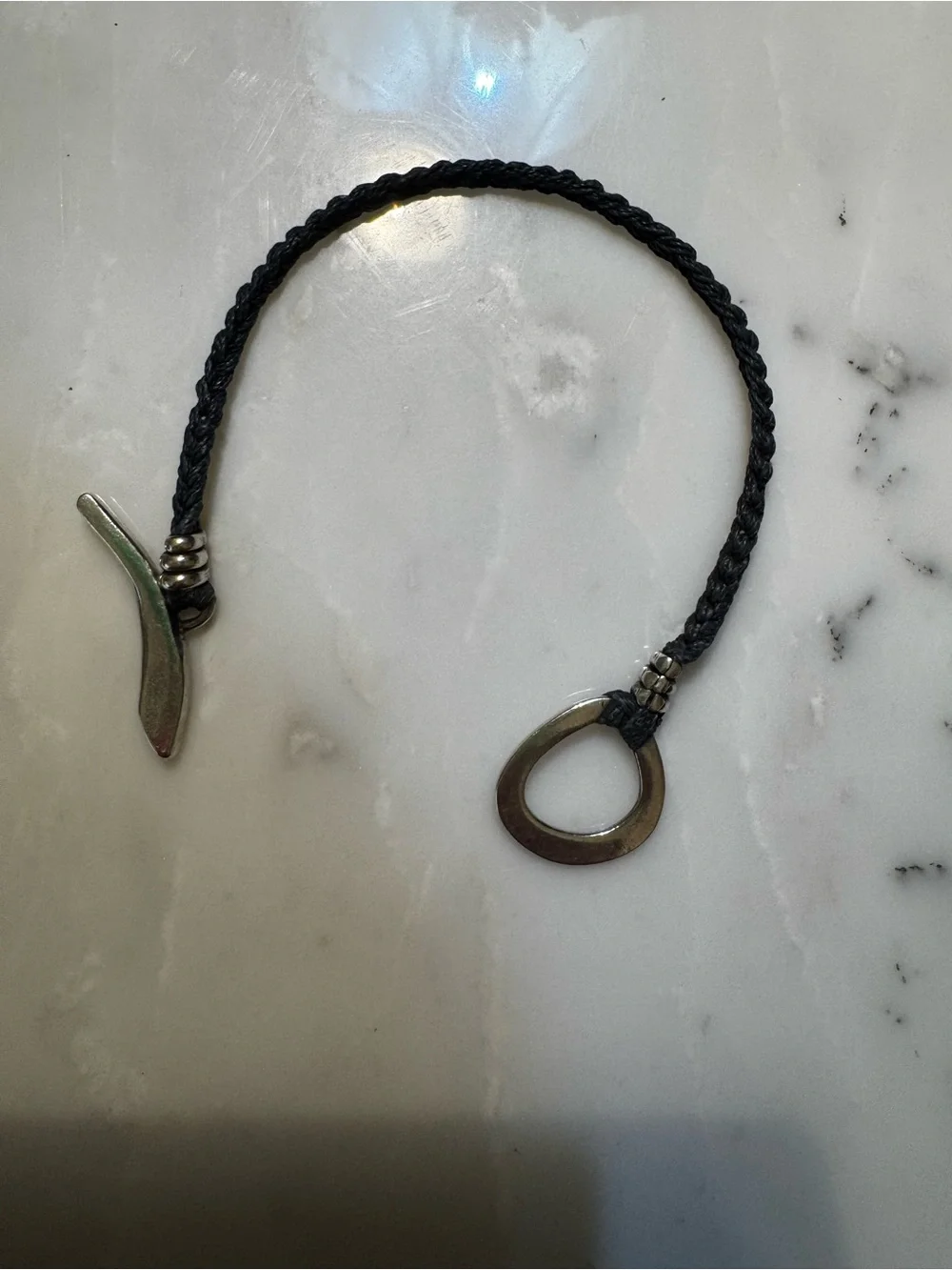 JILL PLATNER Sterling Silver Hand Braided TENARA Bracelet in DARK NAVY.